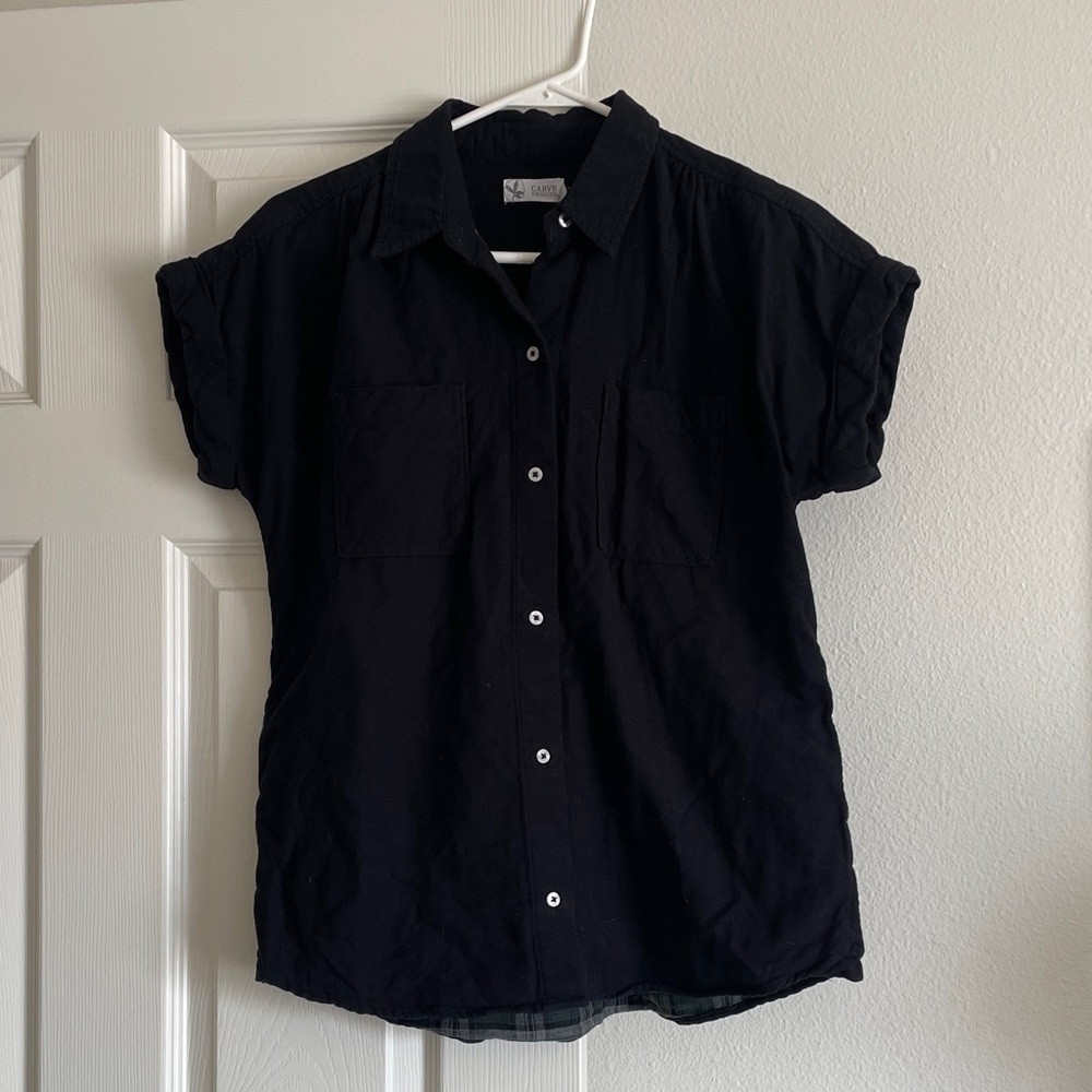 Carve Designs BlackShort Sleeve Button-Up Shirt size S NWT
